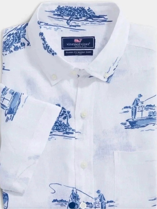 Vineyard Vines Other - Vineyard Vines Men’s Linen Classic fit Murray White Button-Down Shirt Fishing XL